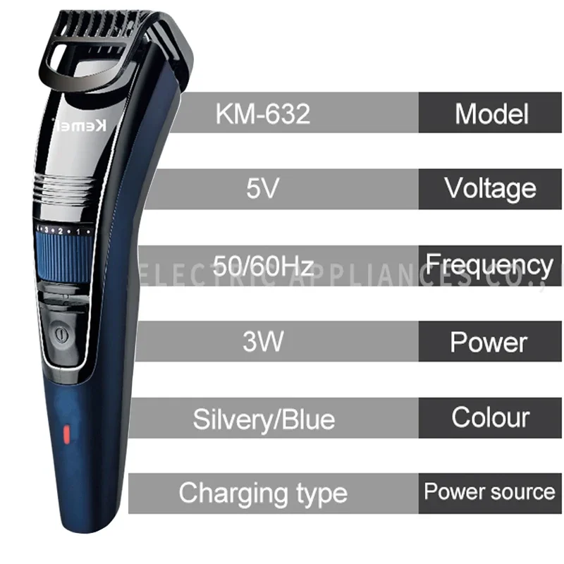 Kemei 0.5-10mm 남성용 조정 가능한 수염 헤어 트리머 충전식 콧수염 수염 헤어 클리퍼 페이스 헤어 커팅 머신