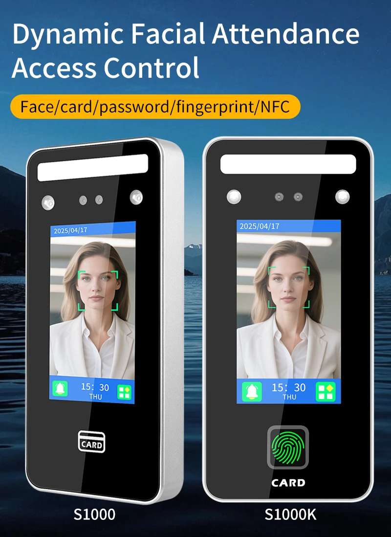 Wall Mount Dynamic facial recognition attendance andaccess control machine 1000