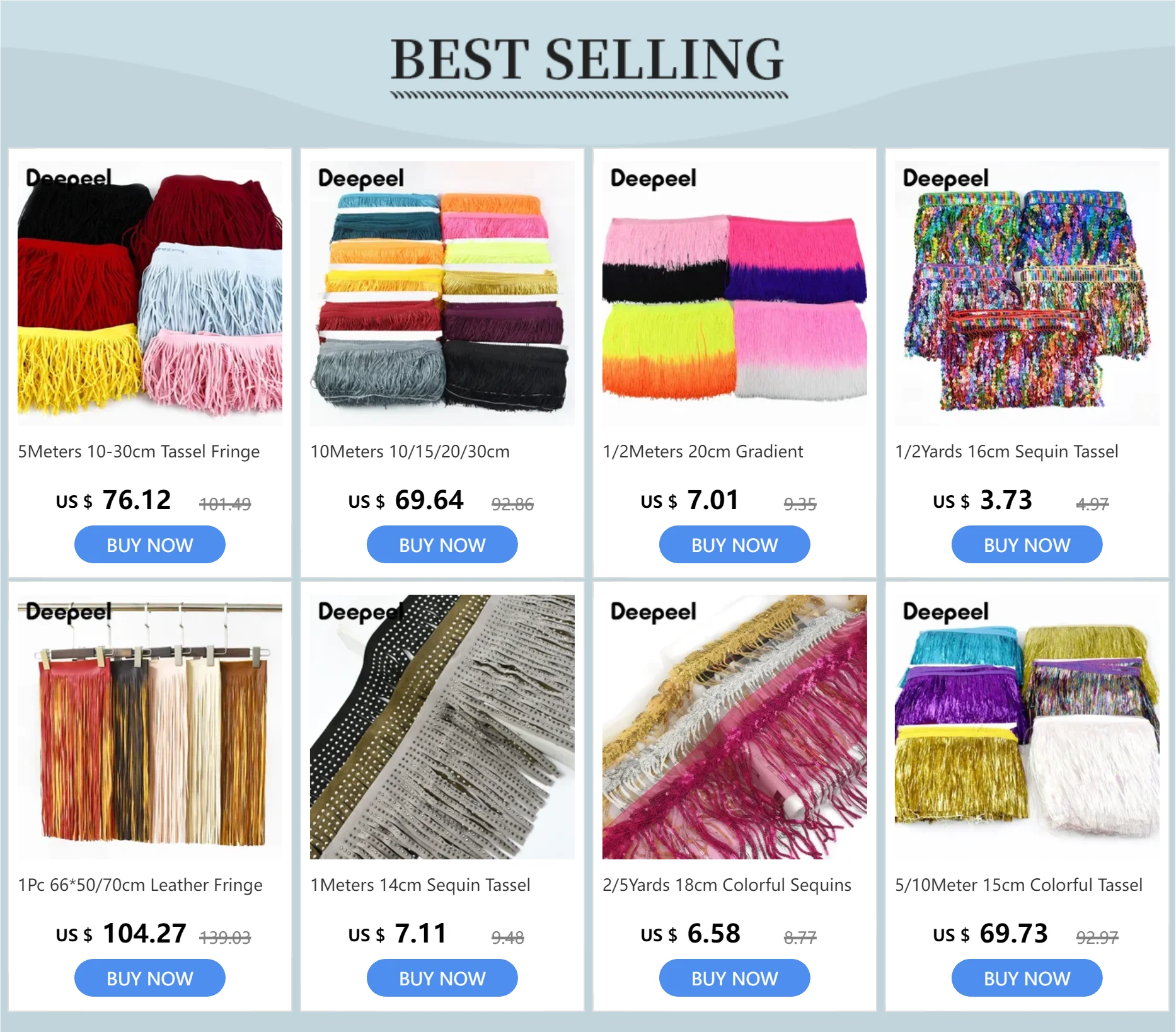 Description Picture 2 of item5Meters 10-30cm Tassel Fringe Trim Suede Ribbon Trimming Lace Garment Bag Curtain Dress Crafts Knitting DIY Sewing Accessories