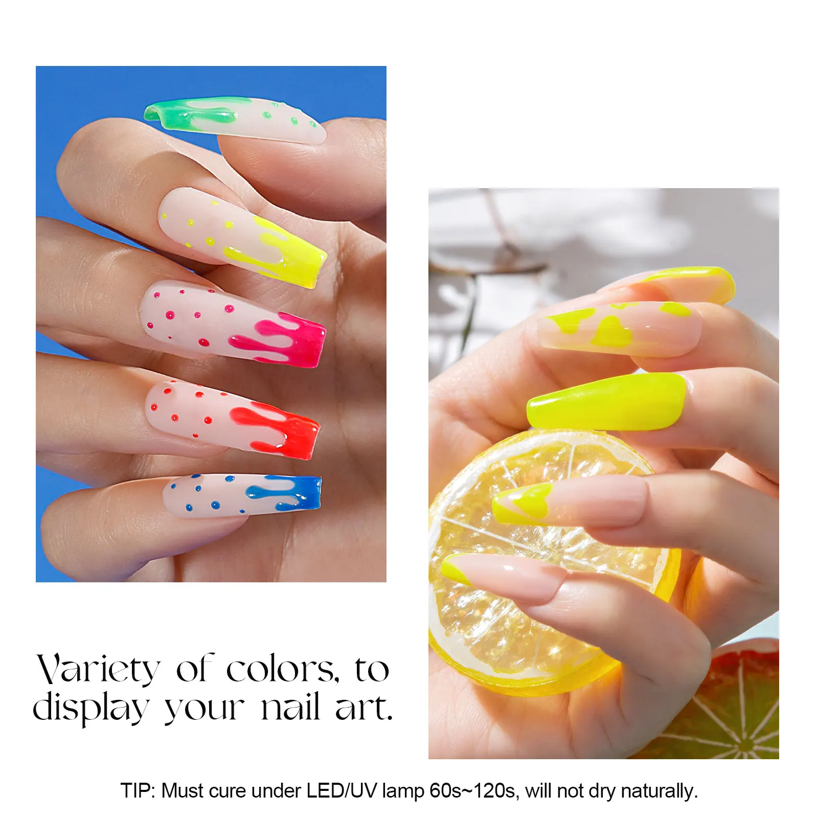ROSALIND 6PCS Neon Glow Gel Nail Polish Set Hybrid Varnishes  Semi Permanent Top Base Coat Nail Gel Kit Need UV Lamp Nail Art 3