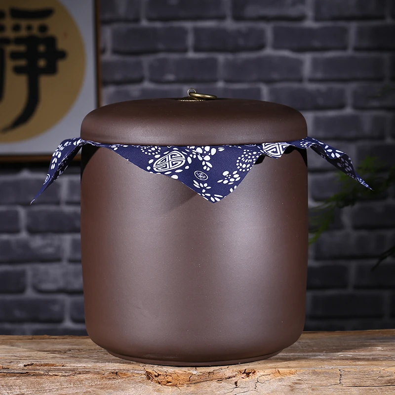 

Purple Sand Tea Caddy Seven Cakes Handmade Large Chinese Pu'er Tea Storage Tea Weaker Jar Sealed Cans Tea Set