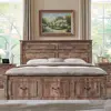 Farmhouse King Size Bed Frame with Roman Column Decoration,with 51" Tall Headboard, Wood Bed Frame with 20" Tall Footboard. 1