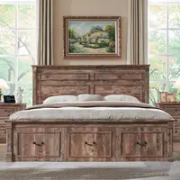Farmhouse King Size Bed Frame with Roman Column Decoration,with 51" Tall Headboard, Wood Bed Frame with 20" Tall Footboard. 1