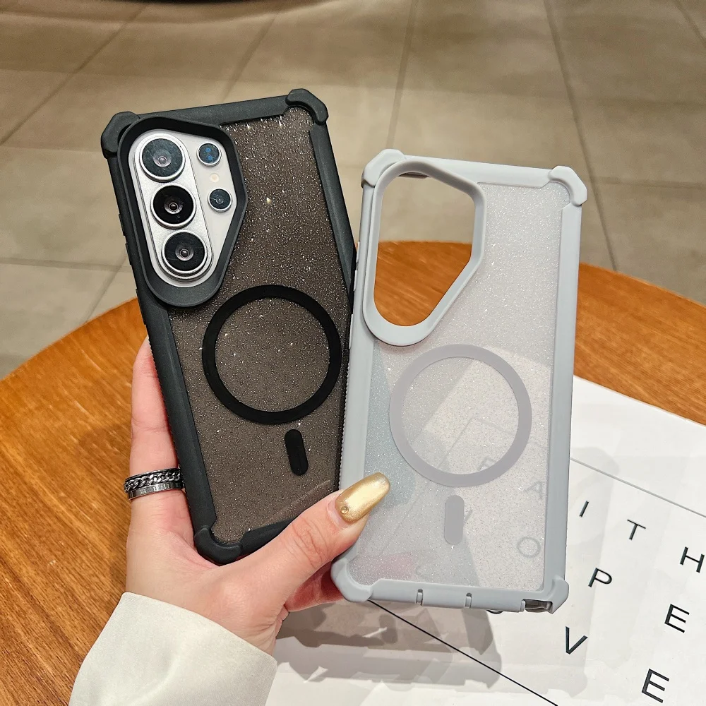 Radiant Glitter Magnetic Airbag Shockproof Case - Transparent Protective Cover