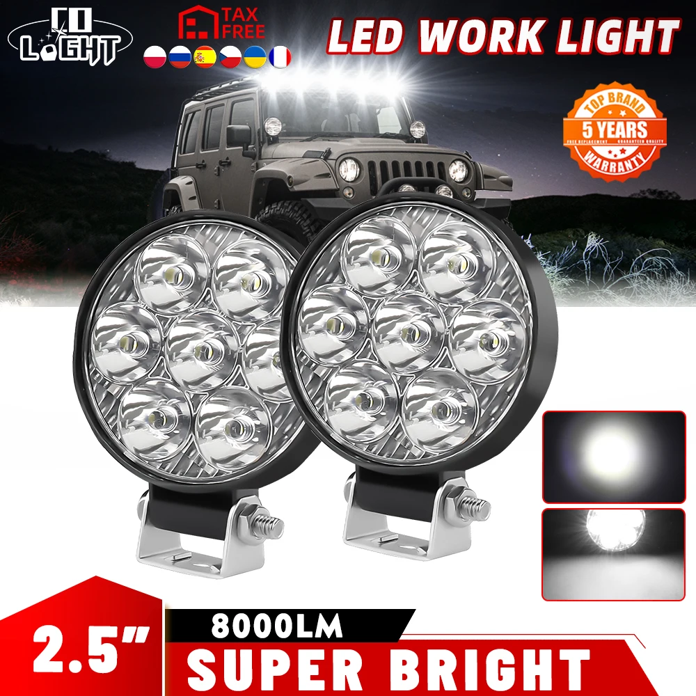 Lampe de travail et de course à LED, projecteur tout-terrain 4x4, 12/24V,  pour Jeep, camion, voiture, moto, tracteur, SUV, ATV - AliExpress