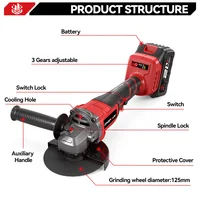 ONEVAN 125MM meuleuse d'angle électrique sans brosse 2in1 polissage 3000W M14 Cutter métal bois outil électrique pour Makita 18V batterie broche 3