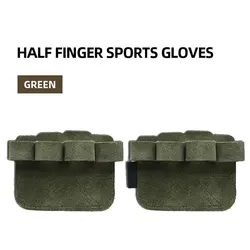 Premium Leather Gym Training Gloves - Ultimate Grip & Palm Protection - L (Green)