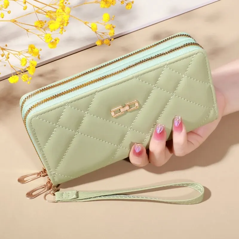 Chic Quilted Long Wallet for Women - Secure Zipper, Multiple Card Slots, Phone Compartment - Versatile Clutch for Every Occasion 6