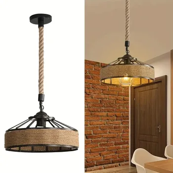 Rustic Rope Pendant Ceiling Light 2