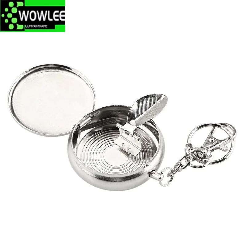 Mini Stainless Steel Pocket Ashtray Vehicle Cigarette Portable with Key Chain Cigar Smoking Tray portable ashtray stainless steel ashtray metal ashtray
