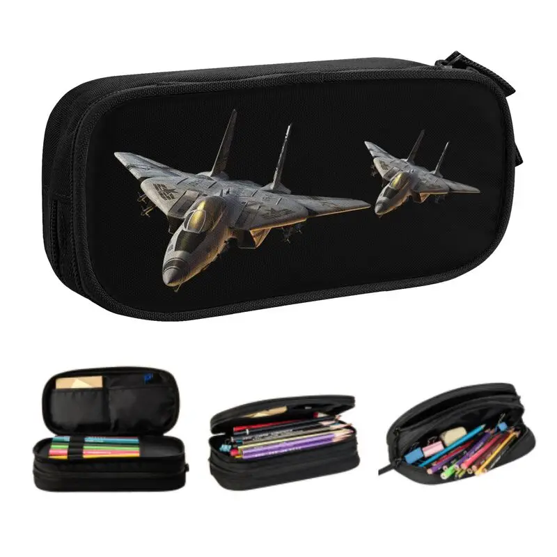

Top Gun Air Force Fighter Jets Pencil Case for Girl Boy Large Storage Pen Bag Box Stationery