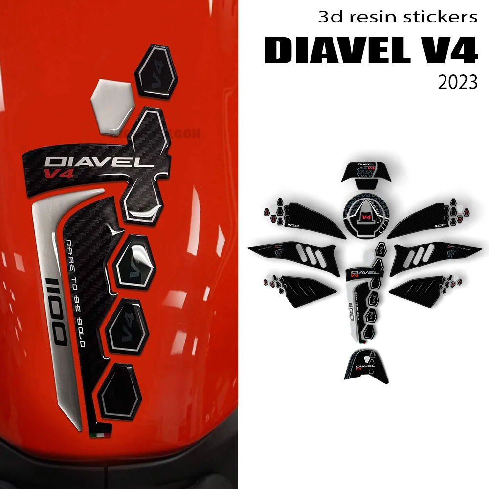 2023 Diavel V4 Tank Pad Motorcycle Accessories 3D Epoxy Resin Sticker Protection Kit for Ducati Diavel V4 2023-