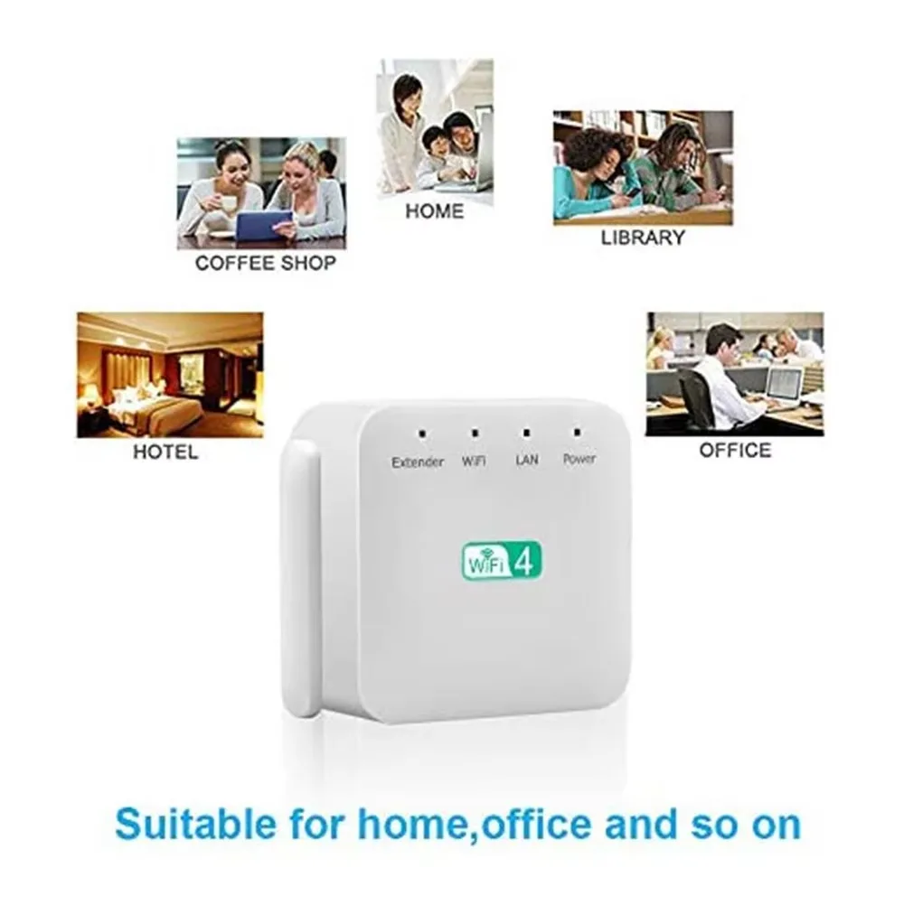 300Mbps 2.4GHz WiFi 리피터, 듀얼 고출력 안테나 신호 증폭기, AP 및 라우터 모드 지원, 휴대용 홈 범위 확장기
