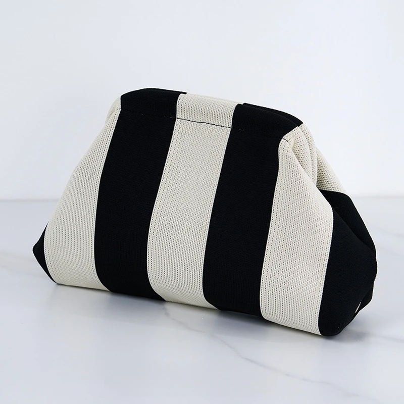 Pochette Donna Uncinetto Gnocco Righe Color Block - Borsa Estiva Spiaggia E Serata - copertina