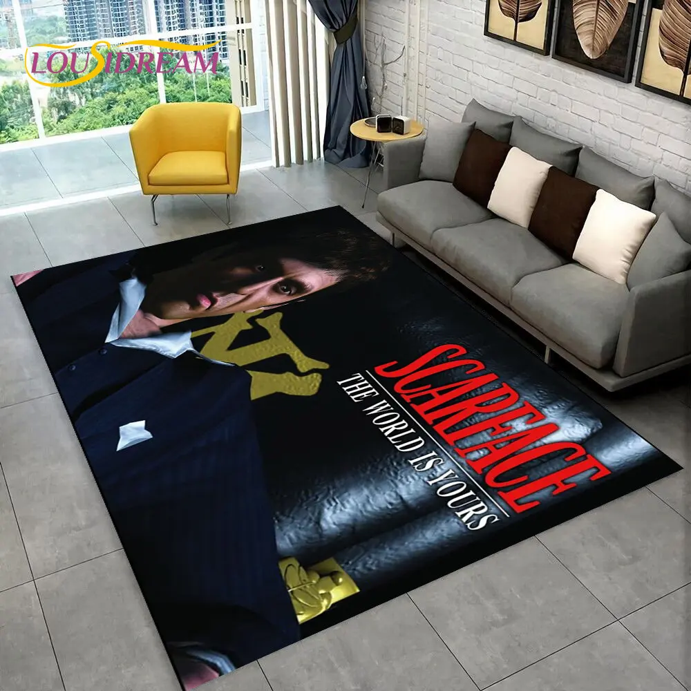 

Большой ковер фильм «Лицо со шрамом» Tony с 3D печатью, ковер для гостиной, спальни, дивана, Декор, детский нескользящий напольный коврик