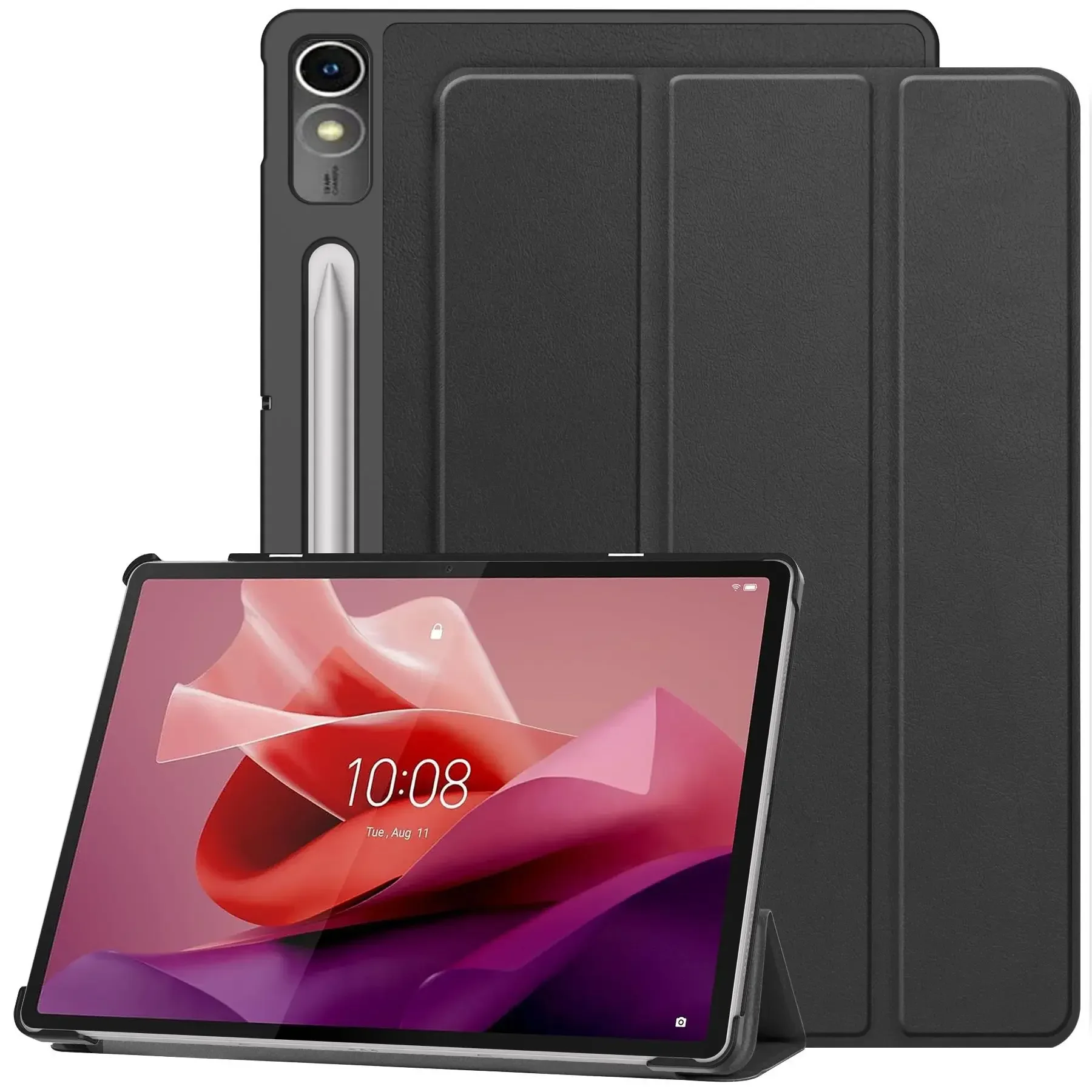 Lenovo Tab P12 12.7 2023 케이스, 마그네틱 트라이 폴딩 PU 가죽 스탠드 태블릿 커버, Xiaoxin Pad Pro 12.7 12 7 인치 TB371FC