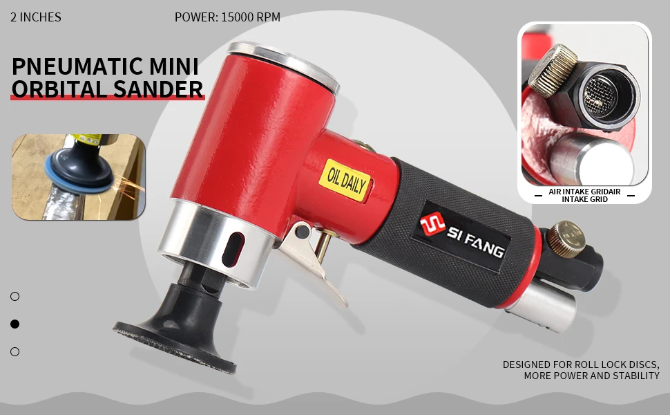 SI FANG Mini Air Angle Stabschleifer 90 Grad pneumatischer Winkelschleifer Schleifpoliermaschine mit 2-Zoll-Schleifscheiben-Set – Detail 1