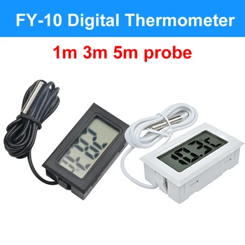 FY-10 LCD Digital Thermometer Aquarium Car Water Bath Temperature Tester Detector Monitor Embedded Temperature Sensor 1M 3M 5M 1