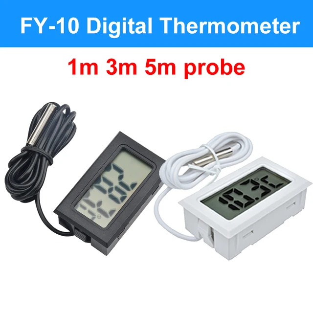 FY-10 LCD Digital Thermometer Aquarium Car Water Bath Temperature Tester Detector Monitor Embedded Temperature Sensor 1M 3M 5M 1