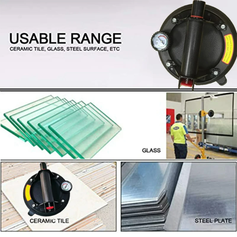 New 8inch Vacuum Suction Cup portable 160/250kg Bearing Capacity Heavy Duty Vacuum Lifter for Granite Glass ceramic tile Lifting