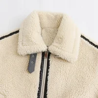 Autumn New Women's European and American Style Artificial Fur Effect Motorcycle Jacket Coat with Fur Integration - Image 3