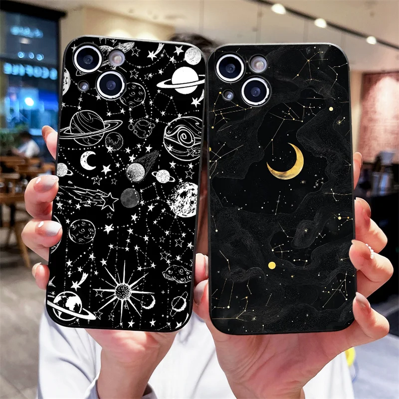 Aesthetic Space Planet Moon Stars Soft Phone Case Cover