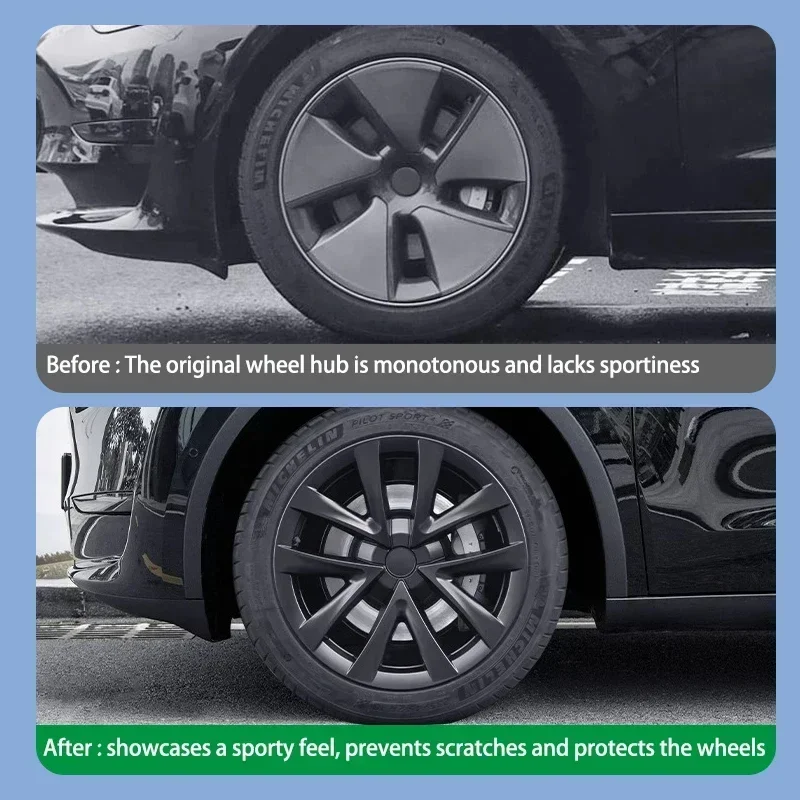 Wheel Hub Caps HubCap Performance Replacement for Tesla Model 3 18Inch Automobile Full Rim Cover Accessories 4PCS