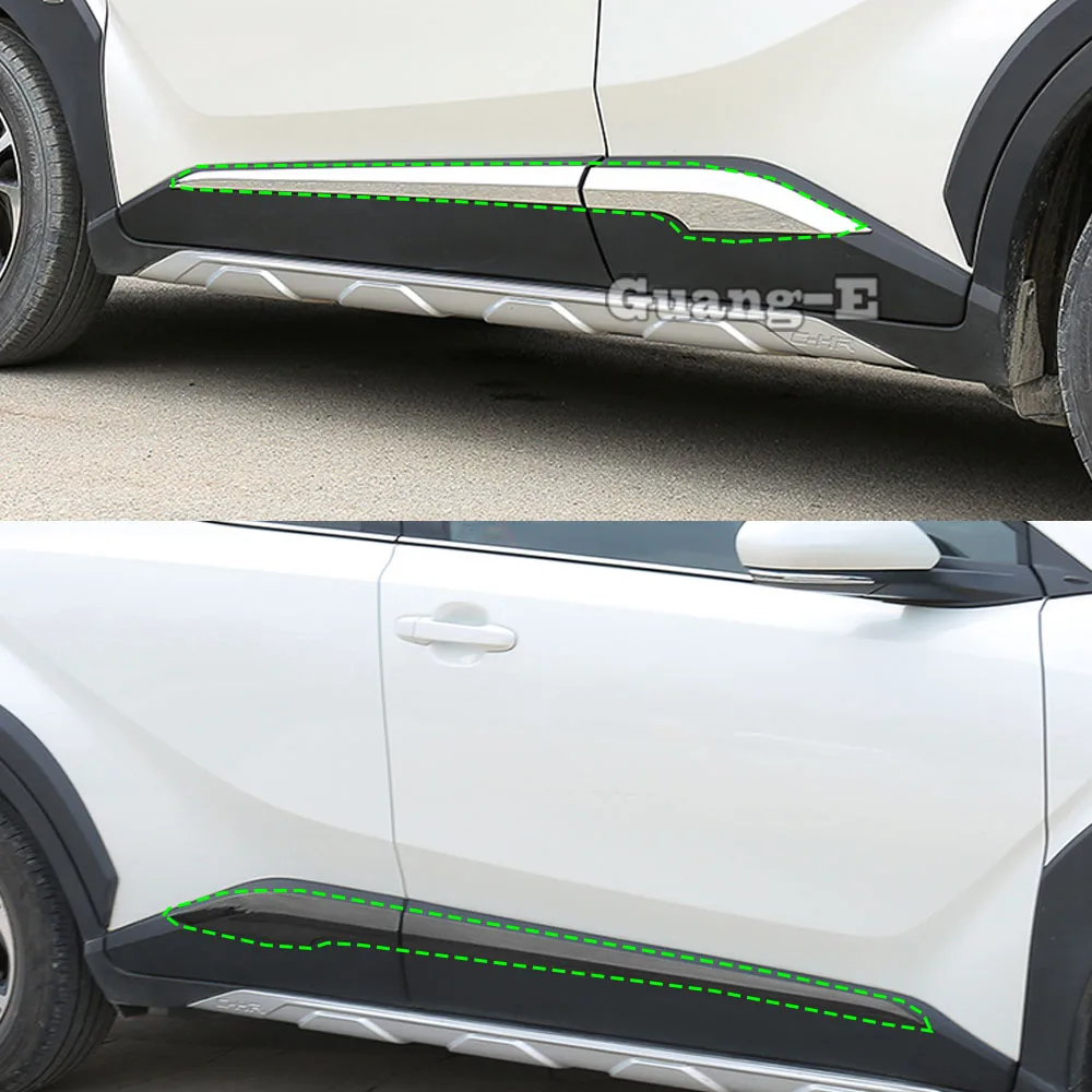 

Car Cover Detector Stick Frame Lamp Side Door Body Trim Sticks Strips Hoods 4pcs For Toyota C-HR CHR 2017 2018 2019 2020 2021