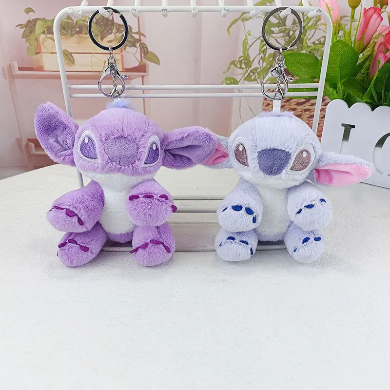 Disney Anime Lilo & Stitch Sweet Potato Purple Plush Bag Pendant 12CM Japanese Cute Stitch Furry Doll Keychain Ragdoll Toy valorant 12cm reaver prime axe weapon bali song keychain metal karambit model game japanese samurai sword model real weapons toy