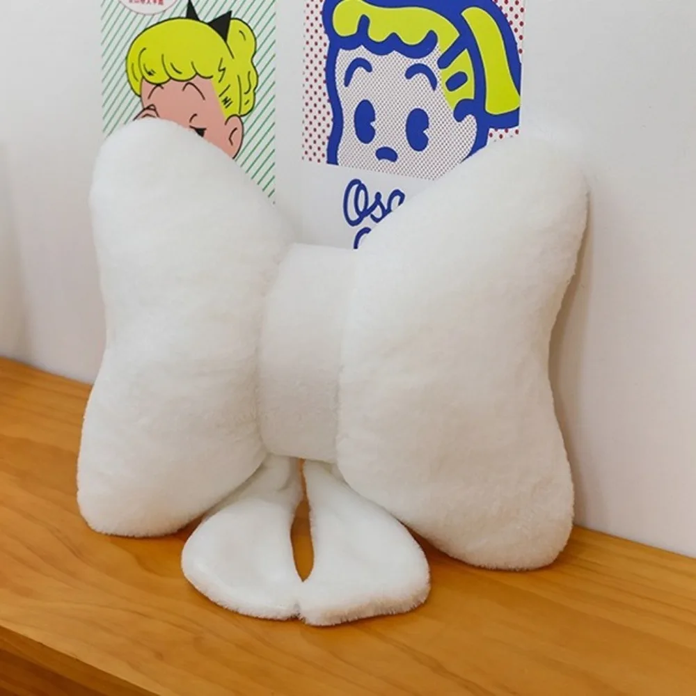 Creative Plush Bow Pillow Waist Support Cute Bowknot Waist Pillows Solid Color Stuffed Bow Throw Pillows Sofa