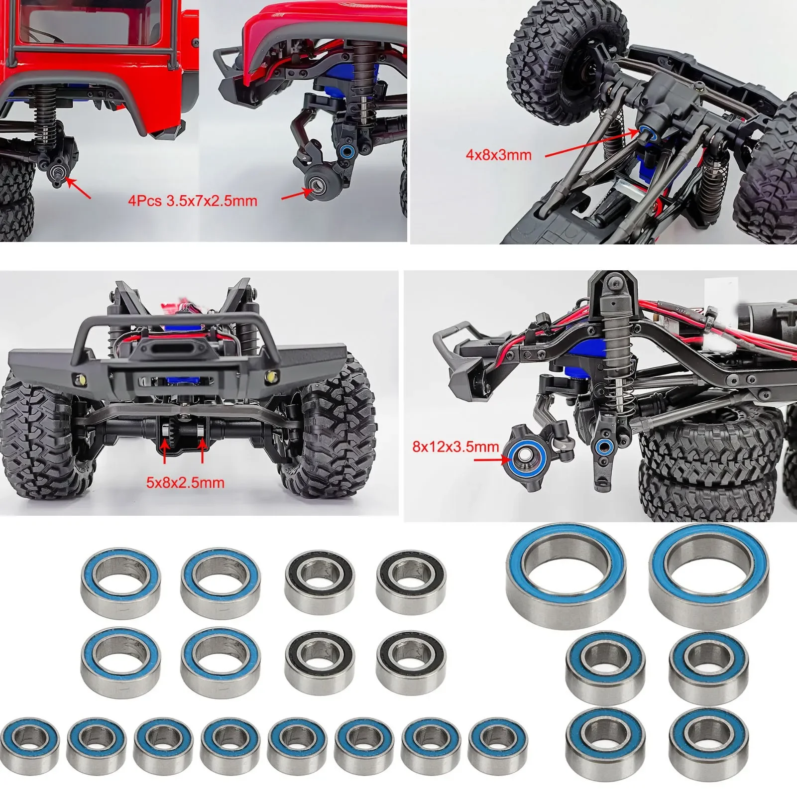 RC 베어링 키트 Traxxas TRX4M 1/18 RC 크롤러 자동차 업그레이드 부품 RC 베어링 용 스테인레스 스틸 볼 베어링 액세서리