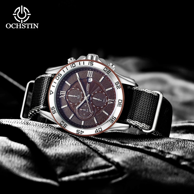 2023 New Mens Watches Brand Luxury Nylon watch strap Waterproof Sport Quartz Chronograph Watch Men Clock Relogio Masculino