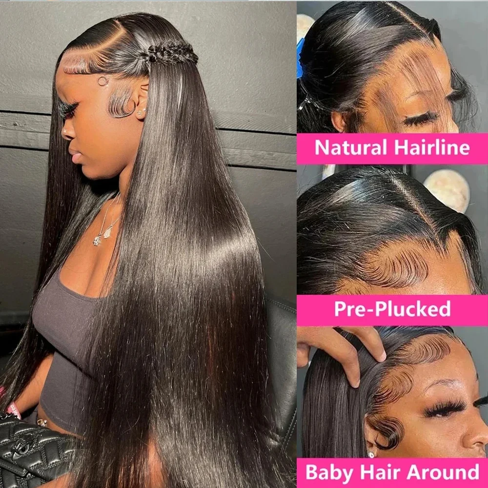 Bone Straight 13x6 HD Lace Frontal Wig 250 Density Human Hair Wigs Precut Lace 38 Inches Glueless Wig Human Hair Ready to Wear
