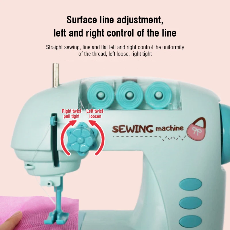 Electric Sewing Machine Pretend Play Simulation Household Appliance Crafting Stitches Knitting Educational Toy Kid DIY Gift 6