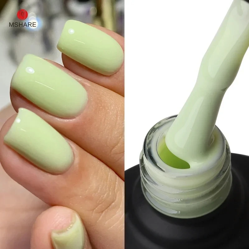 

MSHARE Macaron Rubber Base Gel Thick Nail Base Coat Self Leveling Strengthen Uv Construction Milky Pink Yellow Soak Off 10ml