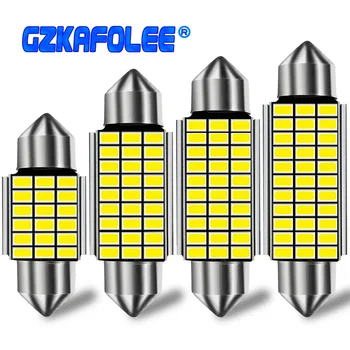LED 캔버스 페스툰 자동차 전구 인테리어 독서등 번호판 램프, 흰색 오류 없음, 1x C10W C5W, 31mm, 36mm, 39mm, 42mm