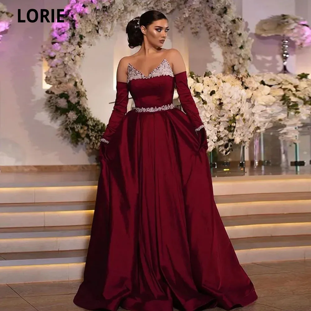 Lorie Taffeta Evening Dress Burgundy 