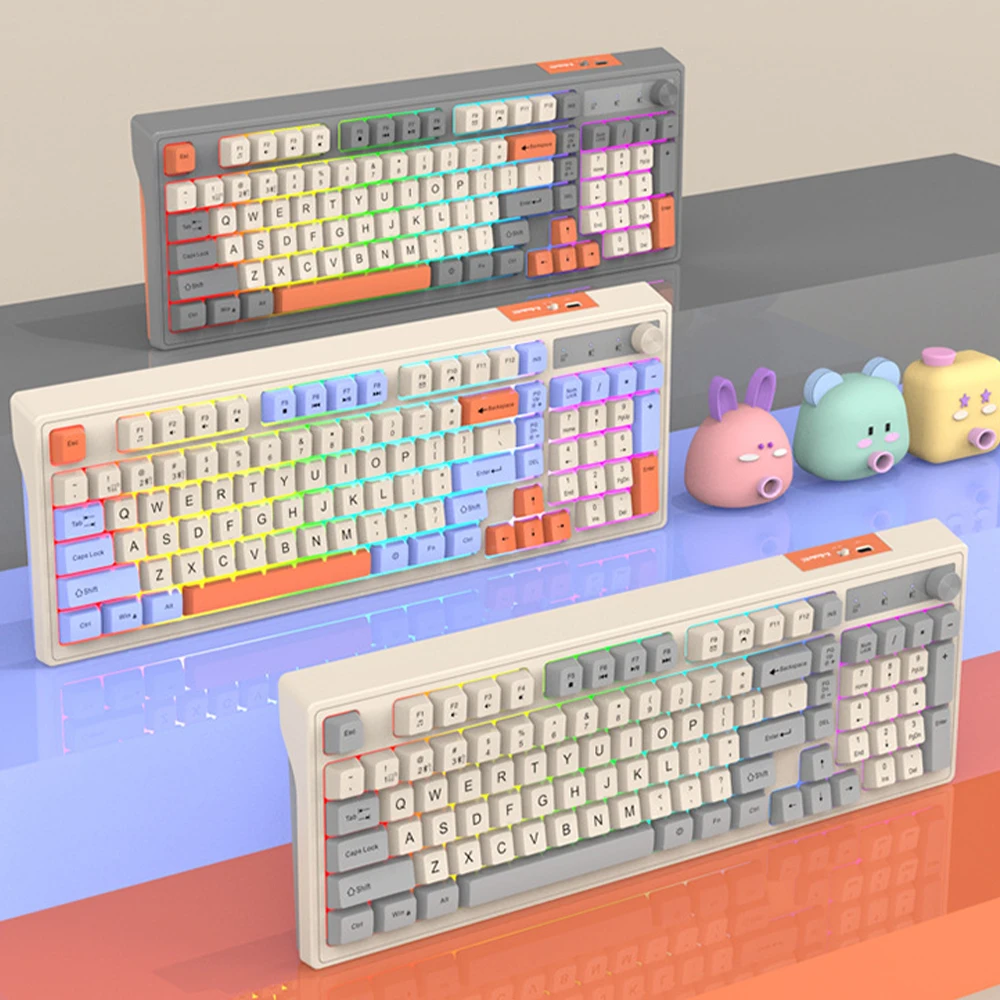 

K98 Mechanical Game Keyboard Wireless Bluetooth Compatible Dual Mode Hot Plug USB-C Retro Keyboard Backlit Office Keyboard