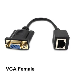 Universal VGA to Ethernet Network Cable Adapter, Plug and Play LAN Extender (VGA Female)