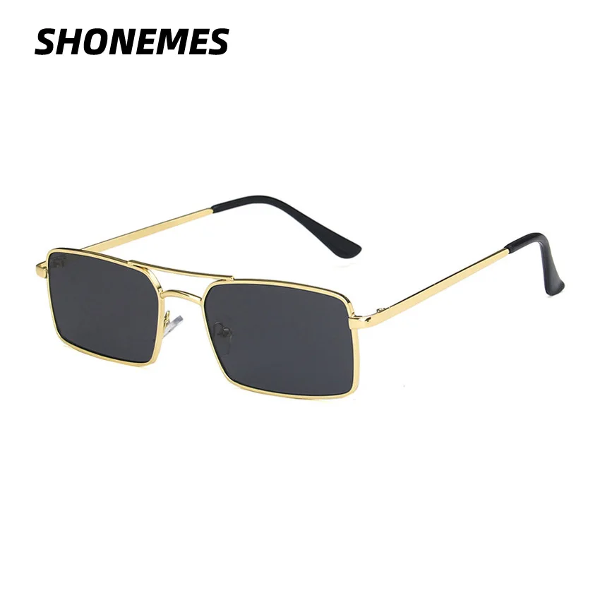 

SHONEMES Retro Rectangular Sunglasses Small Frame Double Bridge Shades Outdoor UV400 Sun Glasses for Women Men