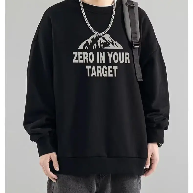 Fashion Brand Sweater Men's Heavy Cotton High-Grade Versatile Loose boy Men's round Neck Long Sleeve Large Size Clothing Top