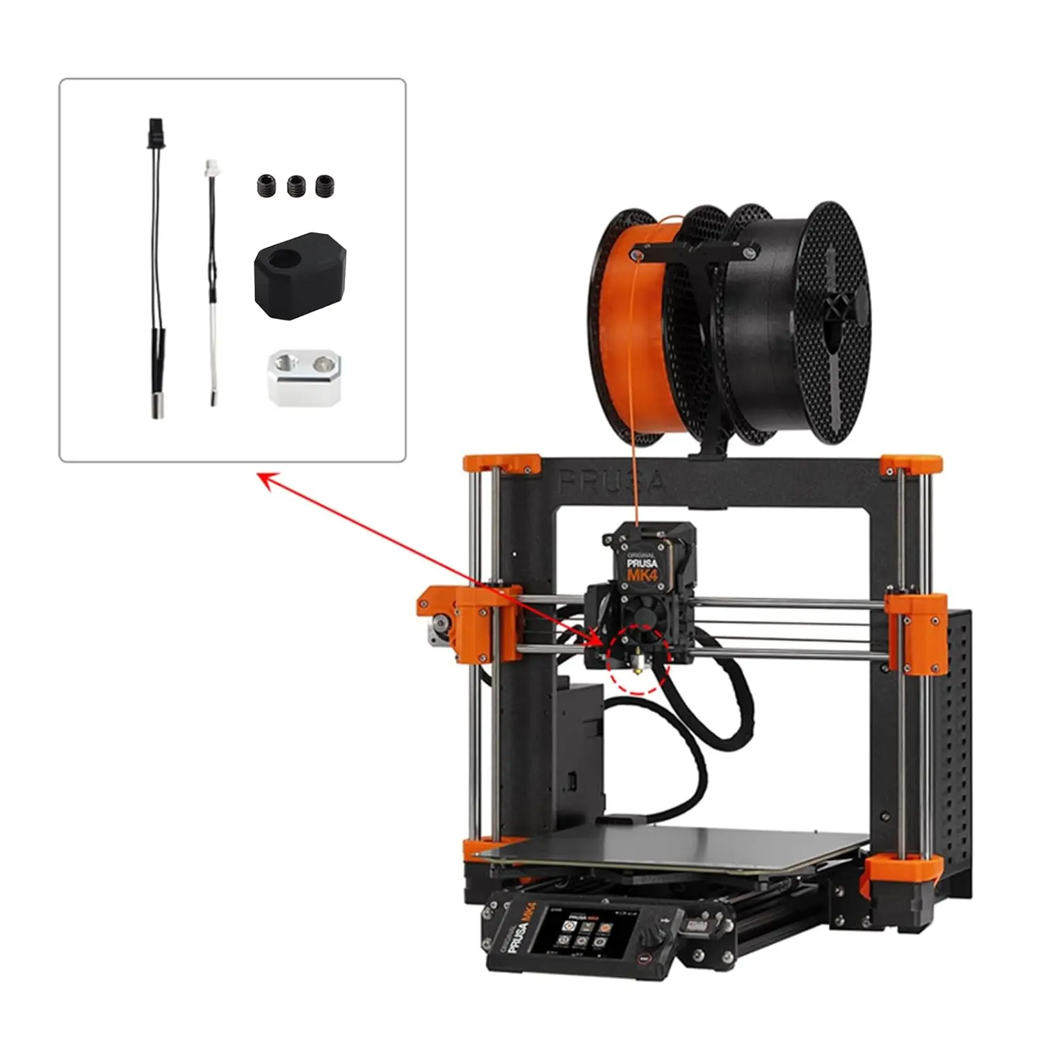 24V 40W Hot End Extruder Print Head Kit 0.4mm Nozzle with Silicone Sock for Prusa I3 MK4 XL 3D Printer