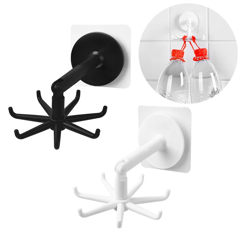 Upgraded Rotating 7 Claw Hook With Multi-functional Punch Free Stick Hook Kitchen Storage 360 Degree Traceless Hook For Home Use 4