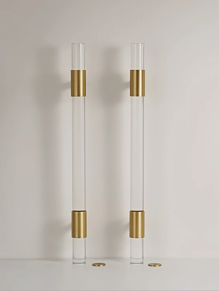 Dooroom Messing-Acryl-Türgriffe, transparent, Doppeltür, Tür, Duschraum, einseitig, doppelseitig, mattgoldfarben – Detail 3