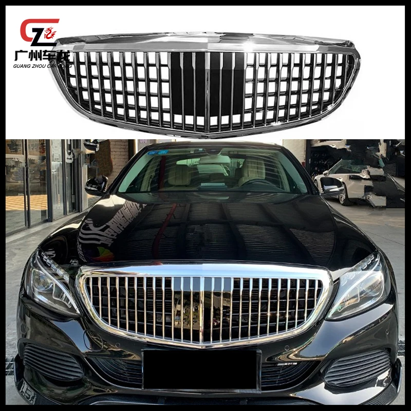 Chrom Silber Auto Grille Für Maybach Benz C Klasse W205 C180L C200L C260L  2015-2018 Vorder Auto Kühlergrill körper Kit - AliExpress