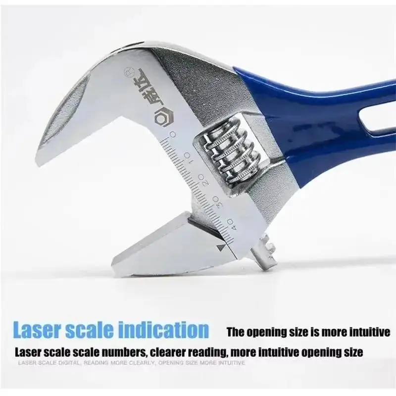 2025 New 8inch Adjustable Wrench Thin And Light Body 666 Super Heavy Duty Extra Wide Opening Jaw Crescent Wrench Household Tool