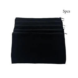 Set of 5 Versatile Canvas Zipper Pouches for Makeup, Stationery, and DIY Crafts (5pcs Black)