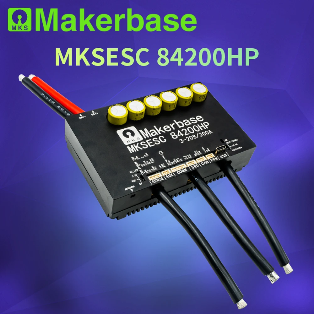 Makerbase VESC 84200HP, 84 в, 200 А, высокая сила тока с алюминиевой печатной платой на основе VESC для робота-сражения с электронной фольгой, доска для серфинга AGV Robot
