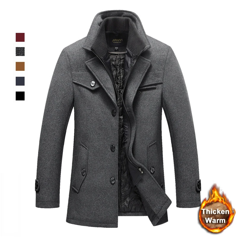 Jacket Men Winter Smart Casual Outwear Men Jacket Casual Wool