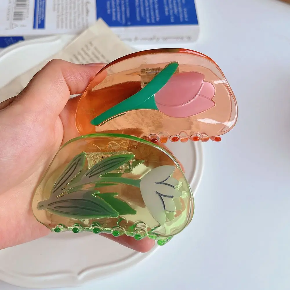 

Fashion Headdress Shark Clip Acetic Acid Headwear Tulip Flower Hair Claw Korean Style Hair Clip Crab Clip Hair Accessories